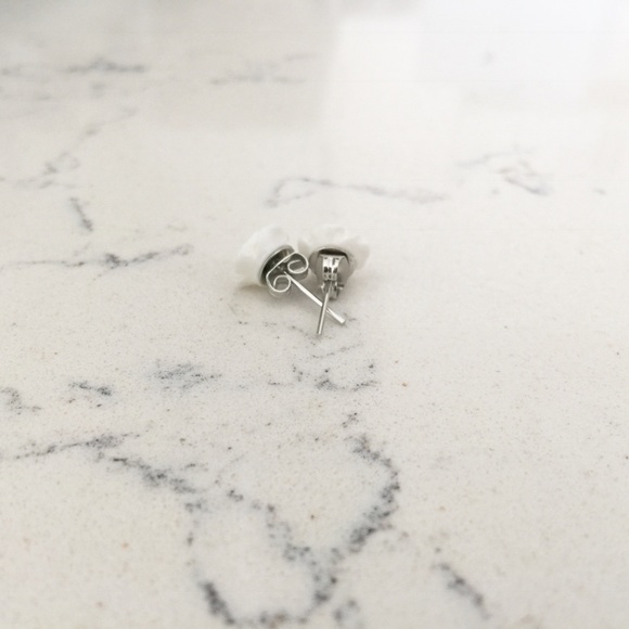 Snow White Rose Stud Earrings - Picture 2 of 2